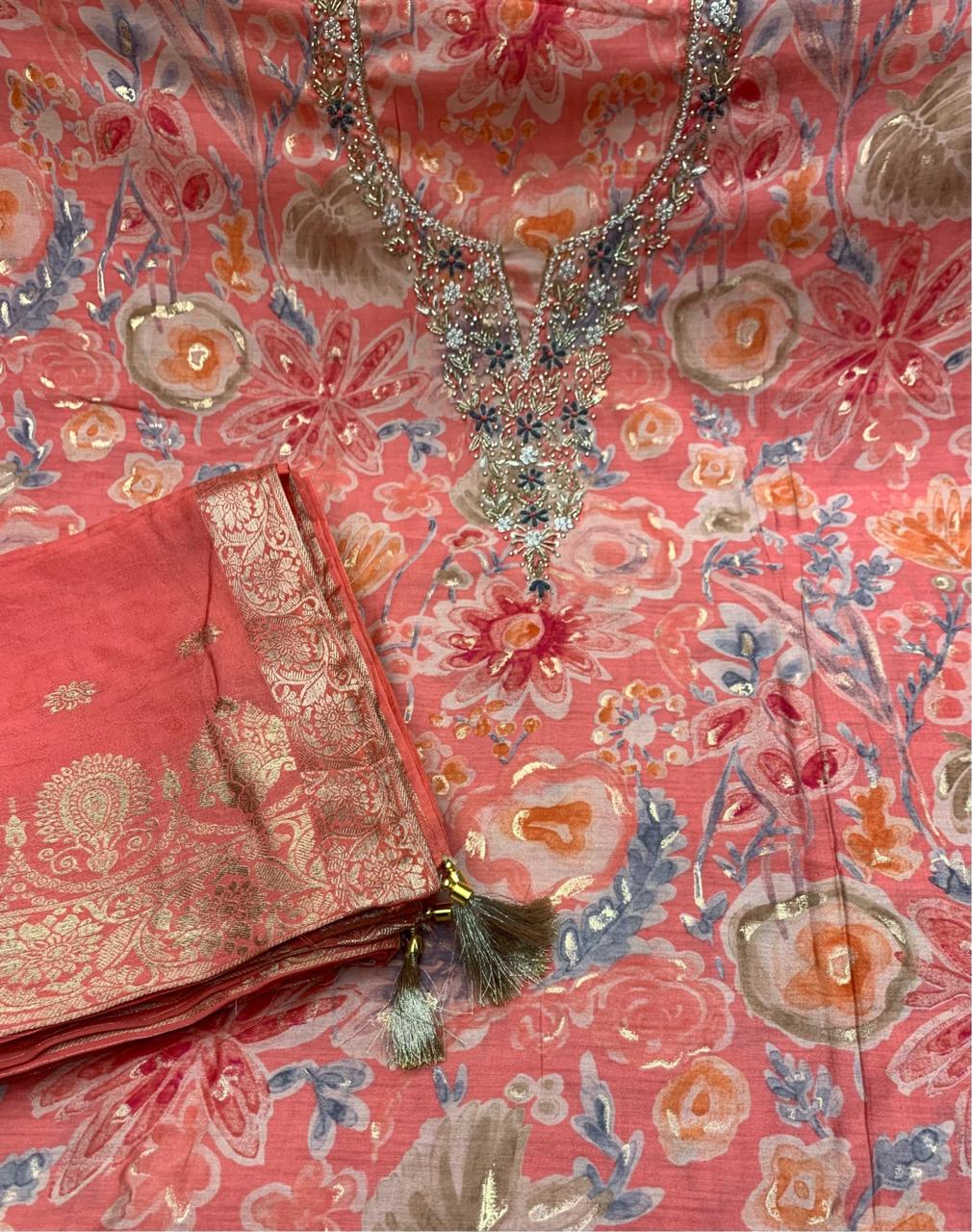 Pink semi Stitched Fancy Salwar suit (free size)