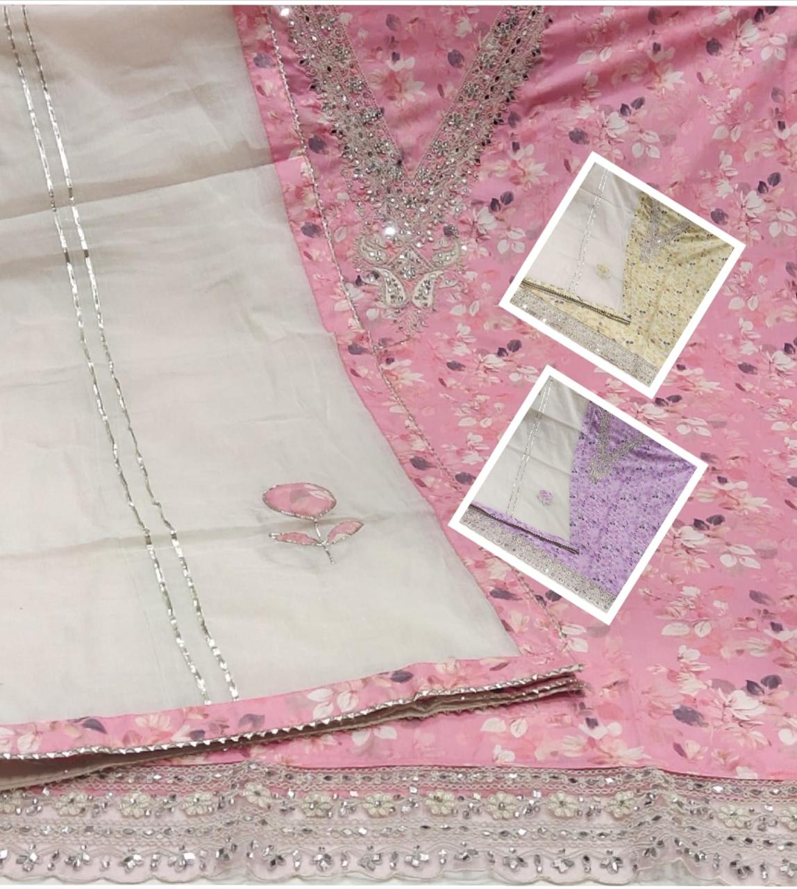 Pink semi Stitched Fancy Salwar suit (free size)