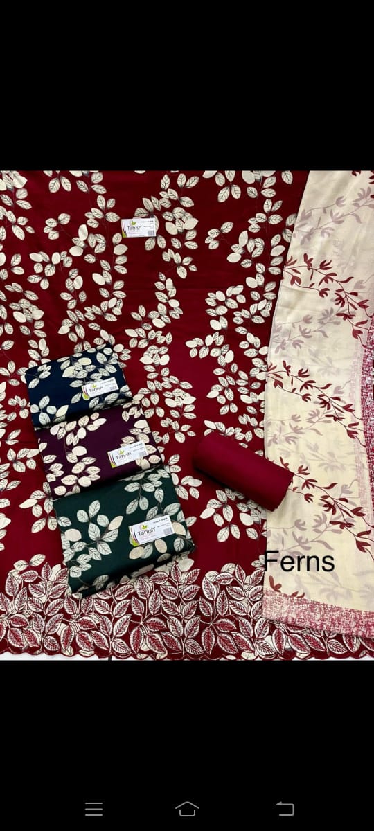 Maroon ferns semi Stitched Fancy Salwar suit (free size)