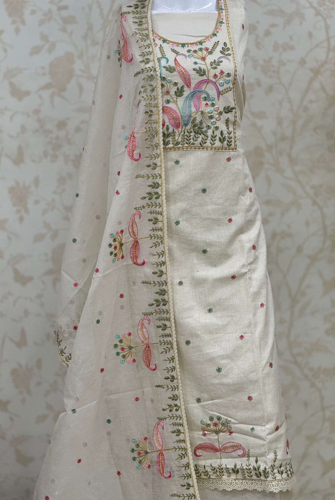 Fantastic white Stitched Fancy Salwar suit (free size)