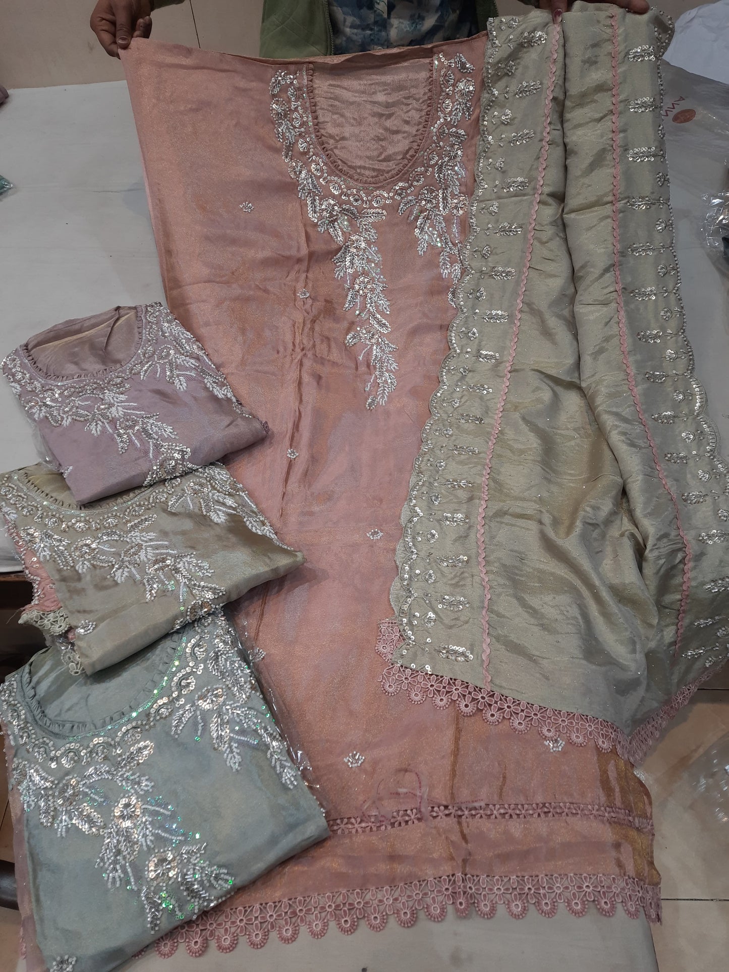 Designer pink Stitched Fancy Salwar suit (free size)