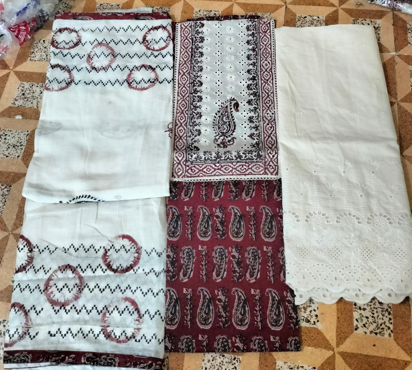 Khoobsurat maroon Stitched Fancy Salwar suit (free size)