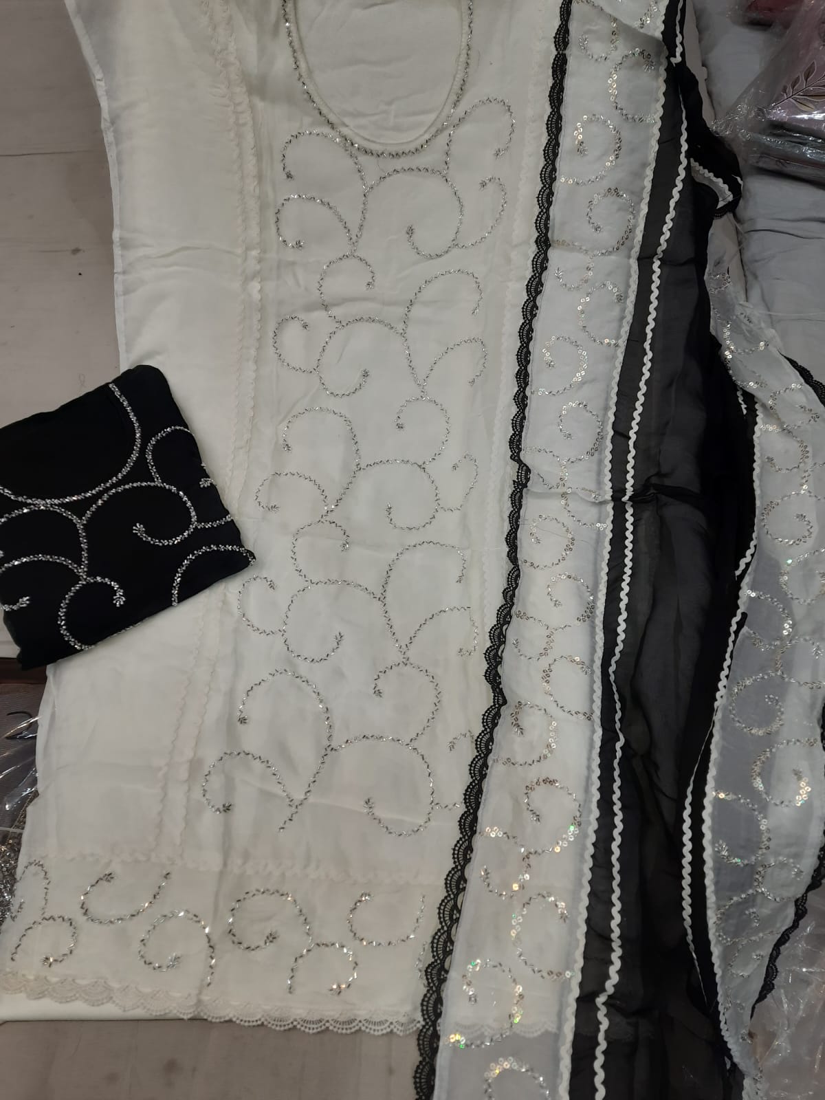 Astonishing white Stitched Fancy Salwar suit (free size)