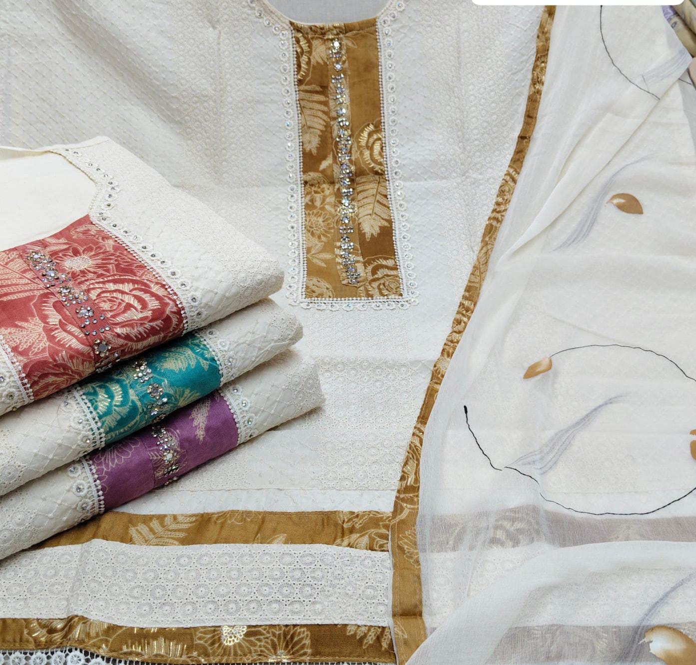 Good looking white Fancy Salwar suit (free size)