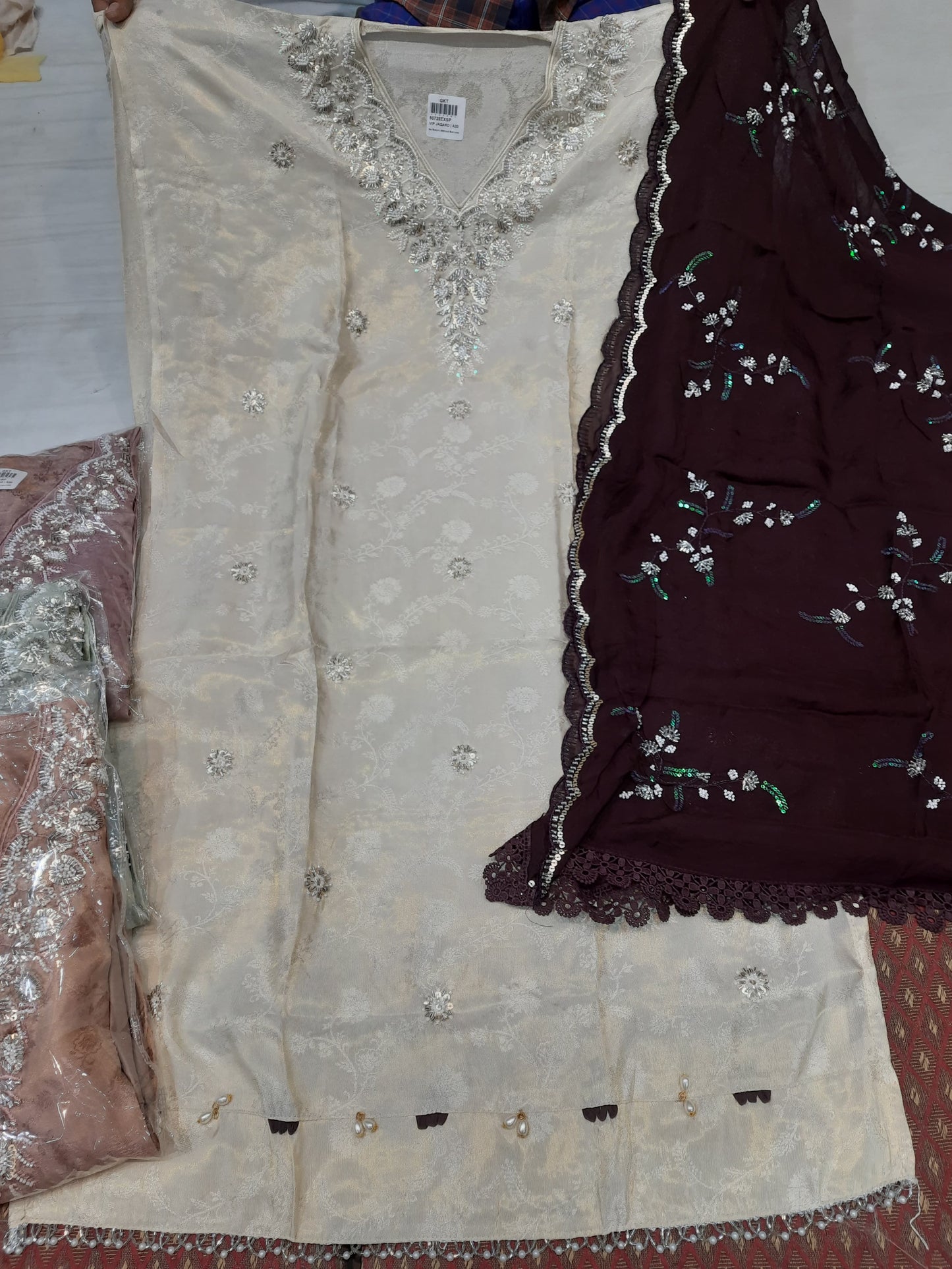 Charming white black Fancy Salwar suit (free size)
