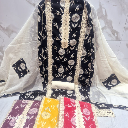 Khoobsurat black white Fancy Salwar suit (free size)