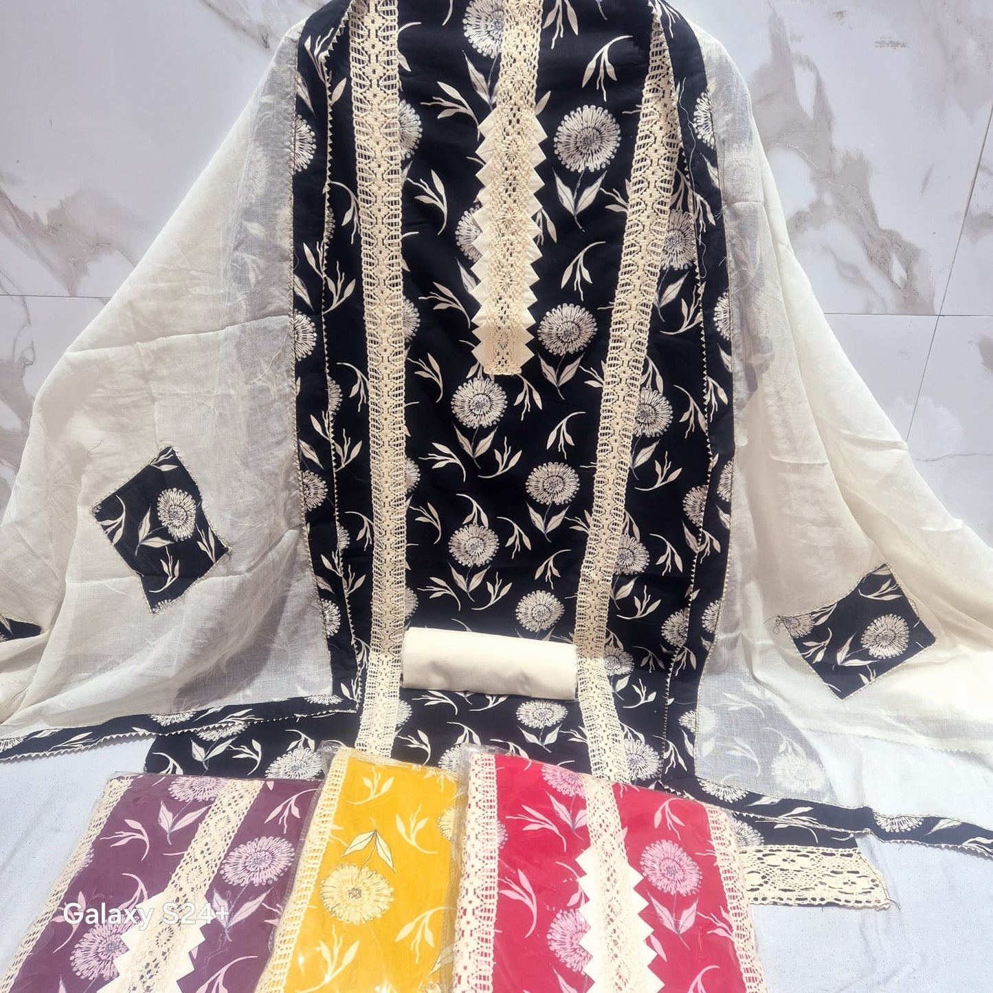 Khoobsurat black white Fancy Salwar suit (free size)