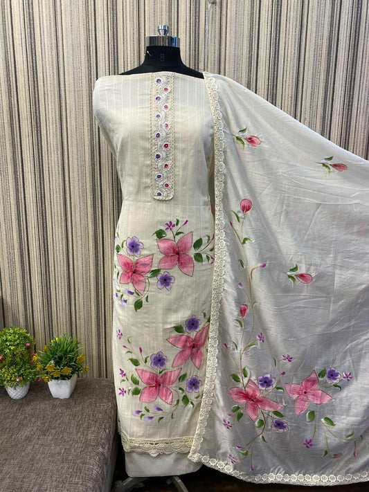 Lavishing white Fancy Salwar suit (free size)