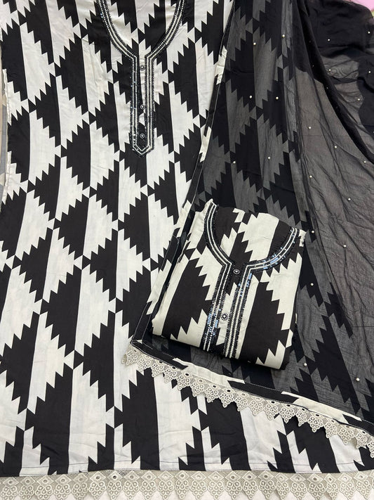 Delighful black Fancy Salwar suit (free size)