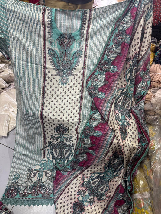 Glamorous sky blue Fancy Salwar suit (free size)