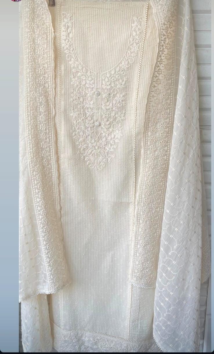 Stunning cream Fancy Salwar suit (free size)