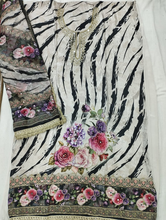 White black Fancy Salwar suit (free size)