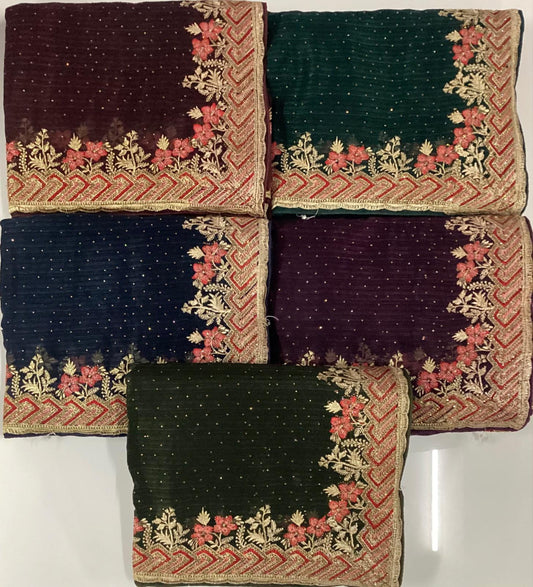 Fantastic wine green blue maroon saree