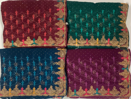 Pretty pink blue green maroon saree