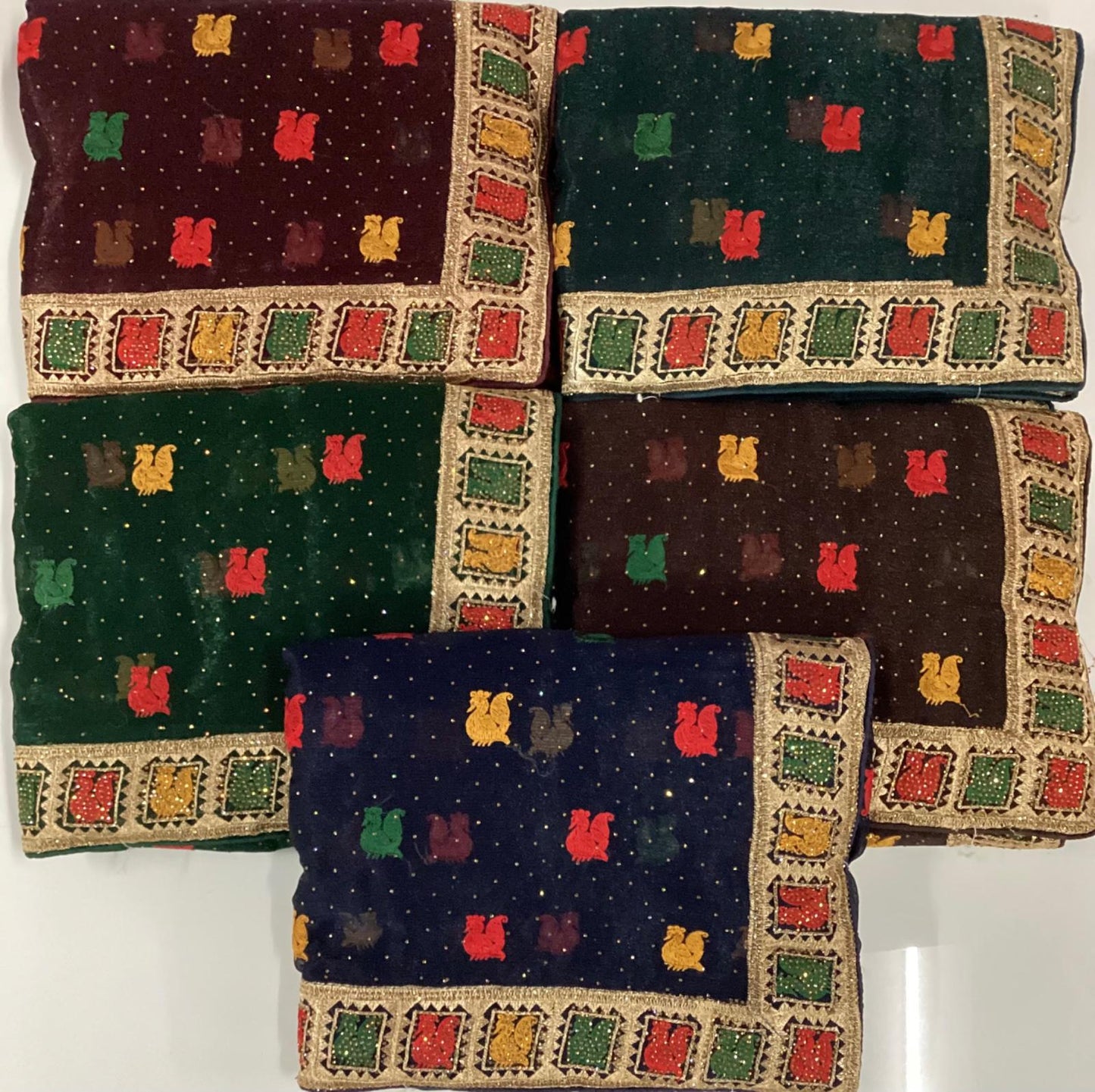 Beautiful Navy blue green wine saree