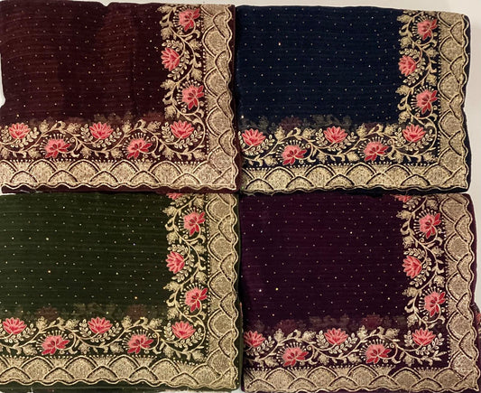 Khoobsurat Navy blue green wine saree