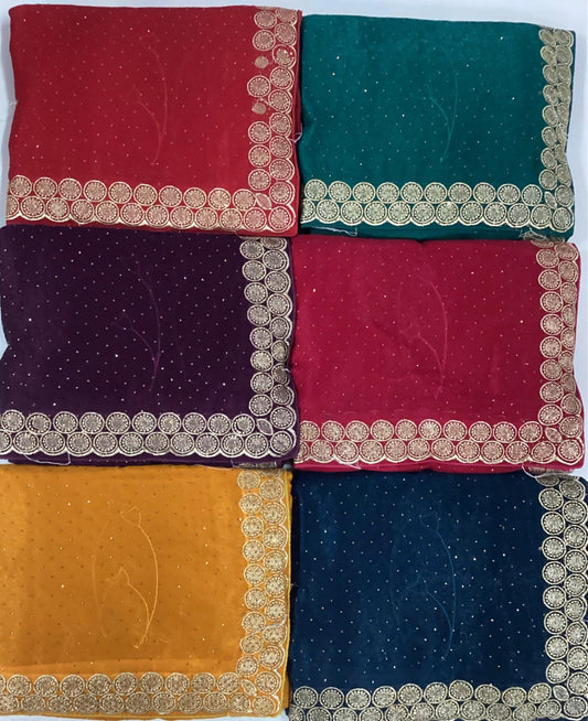 Pleasing mustard dark pink green maroon navy blue red saree