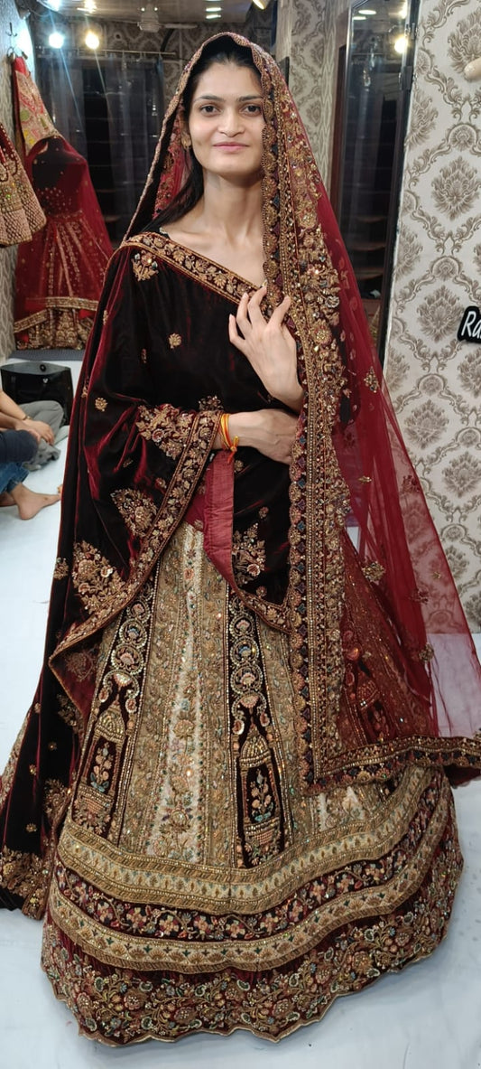 Fantastic Golden Maroon Bridal Lehenga ( Happy Customer)