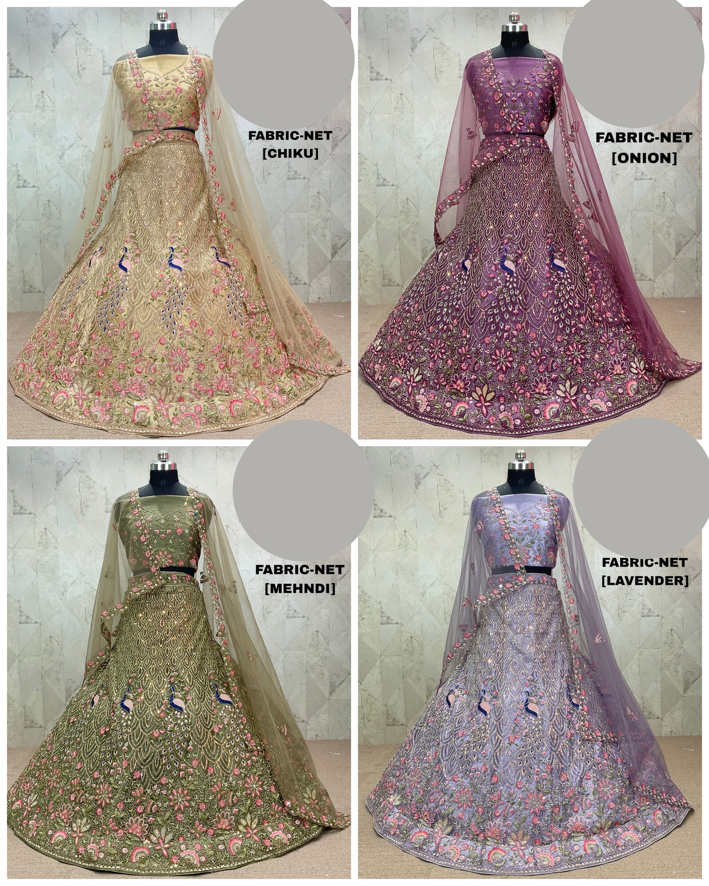 Majestic pink sky blue Onion off White Lehenga