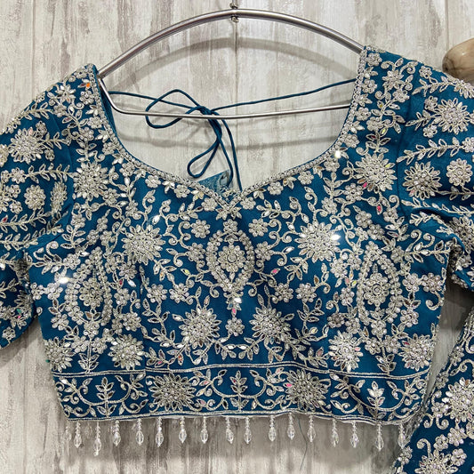 Gorgeous Blue crop top Lehenga