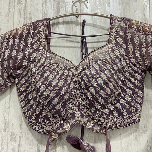 Elegant purple crop top Lehenga