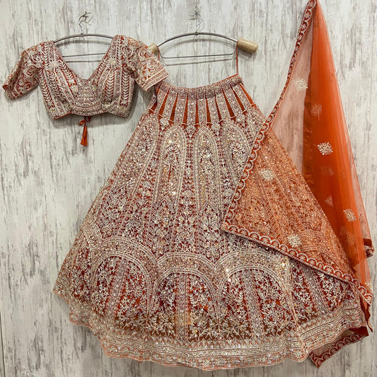 Amazing orange crop top Lehenga