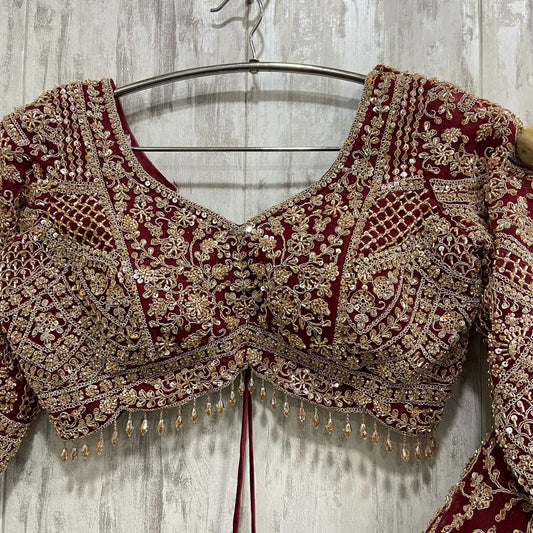 Something different maroon crop top Lehenga