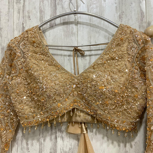 Awesome golden brown crop top Lehenga