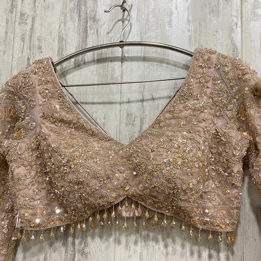 Glamorous peach colour crop top Lehenga