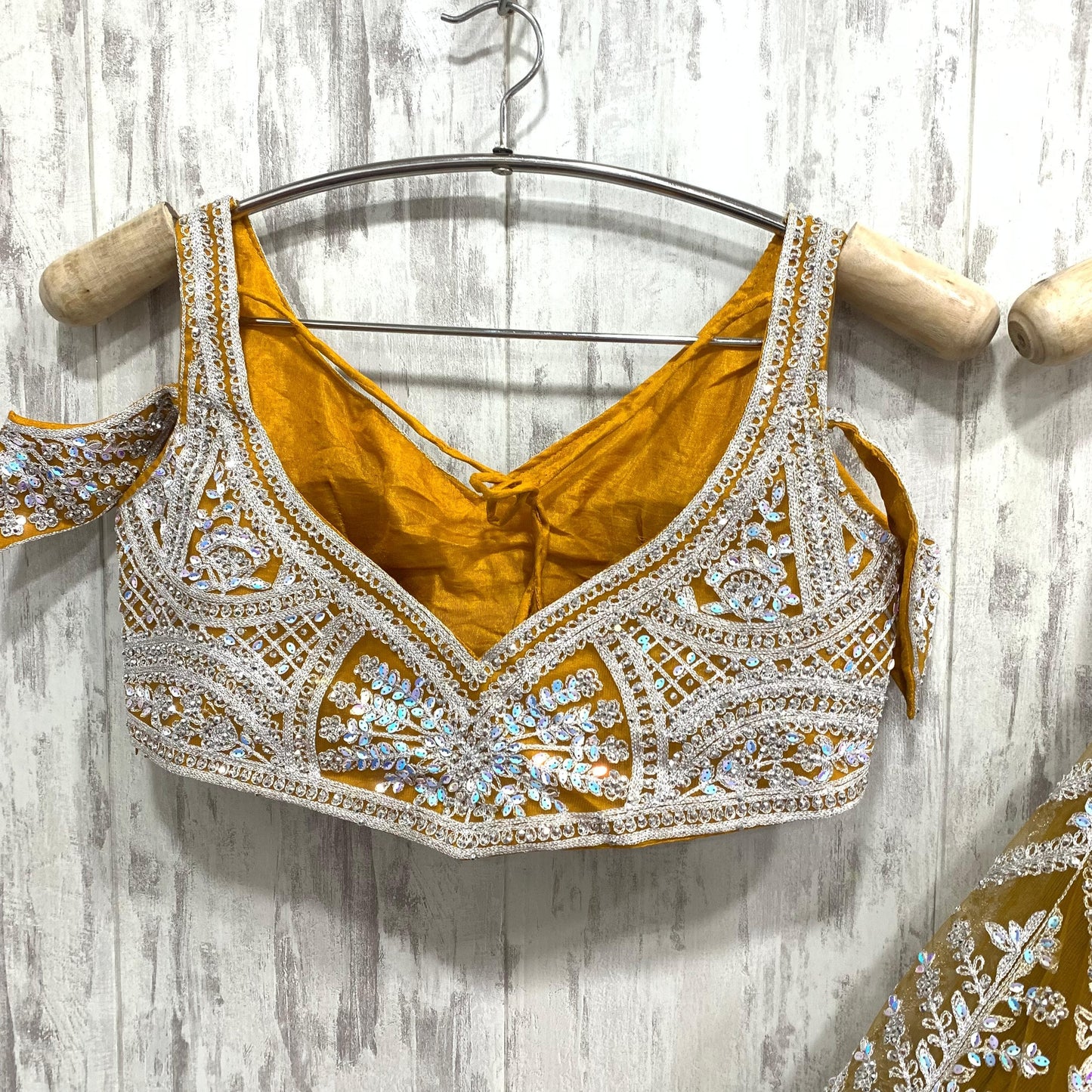 Good looking peach crop top Lehenga