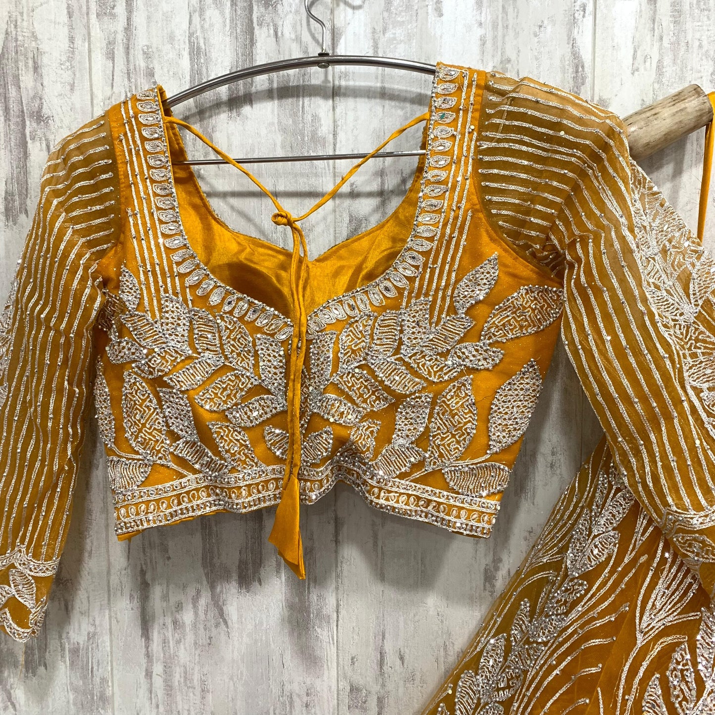 Khoobsurat white crop top Lehenga