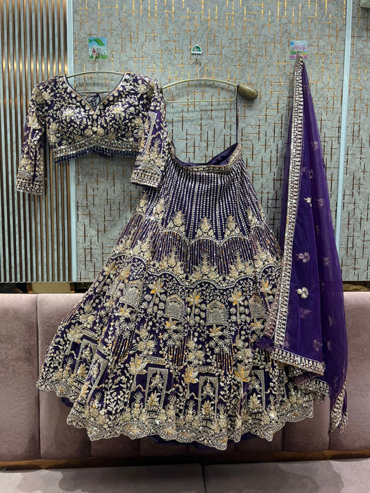 Delightful blue crop top Lehenga