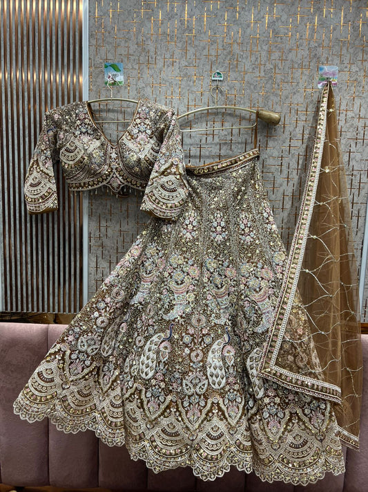 Awesome sky blue peacock crop top Lehenga