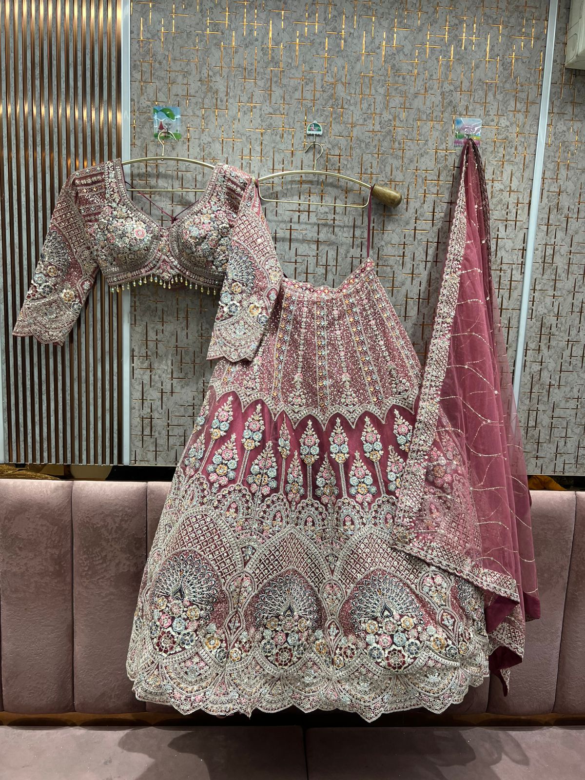 Fabulous orange peacock crop top Lehenga