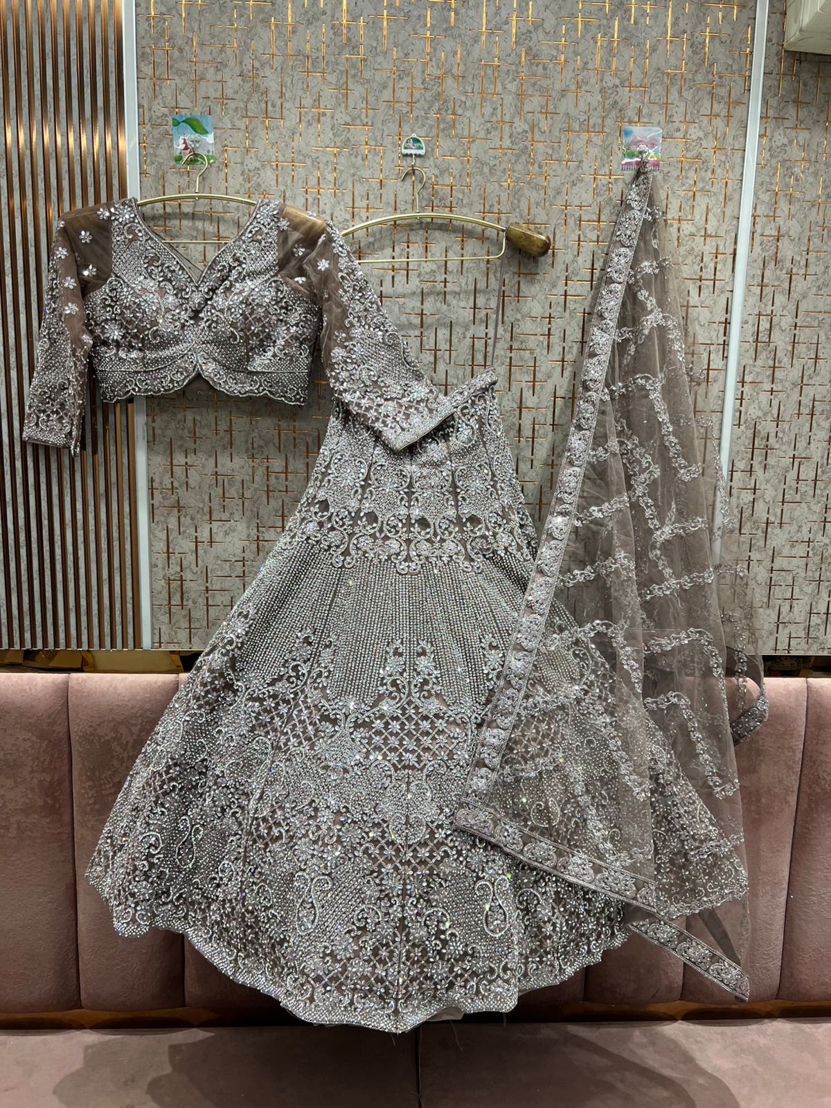 Attractive peach crop top Lehenga