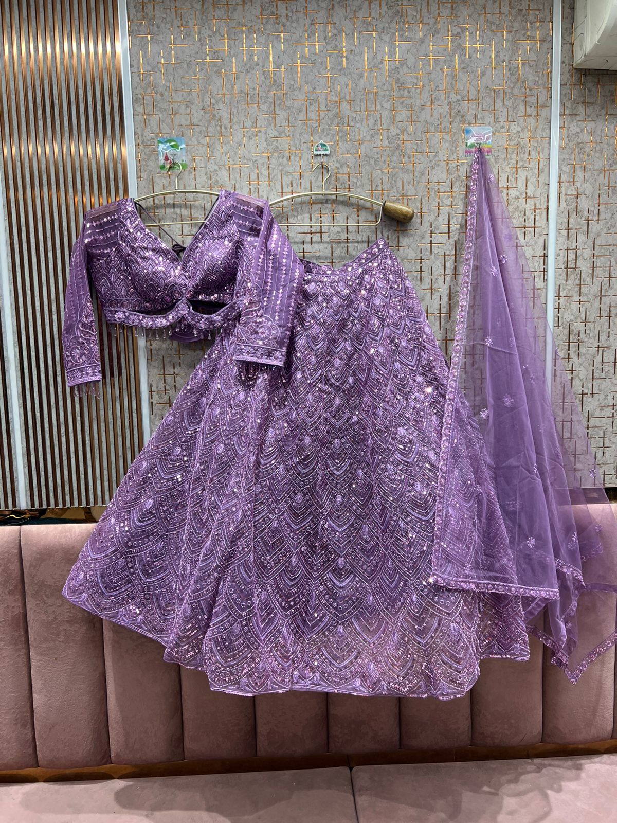 Elegant royal blue on blue monotone crop top Lehenga