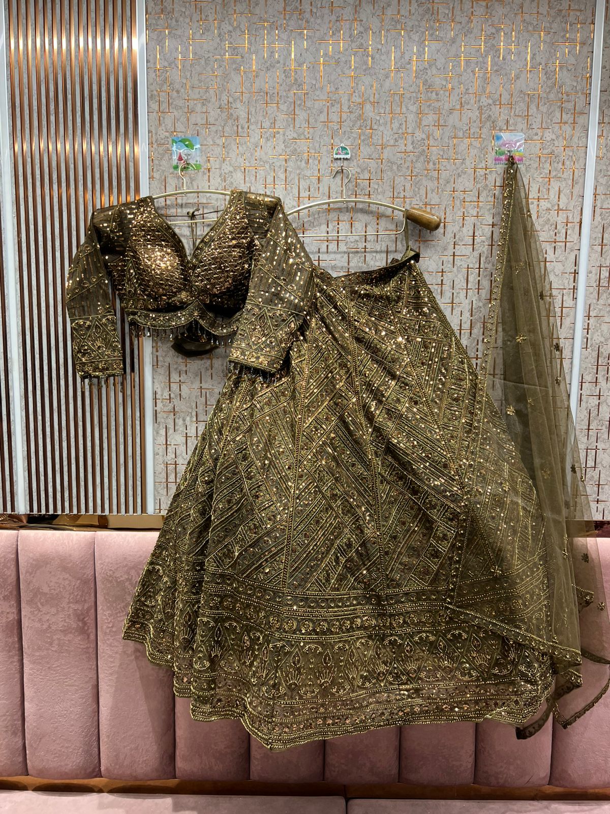 Fantastic lavender lilac pink on pink monotone crop top Lehenga