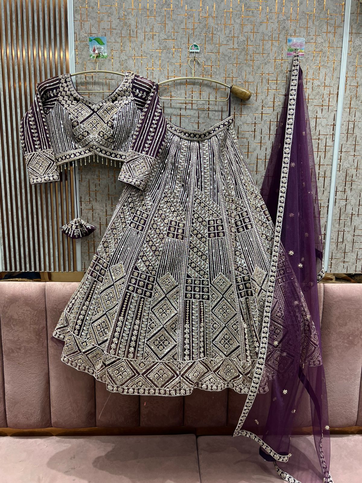 Fantástico top corto azul cielo Lehenga