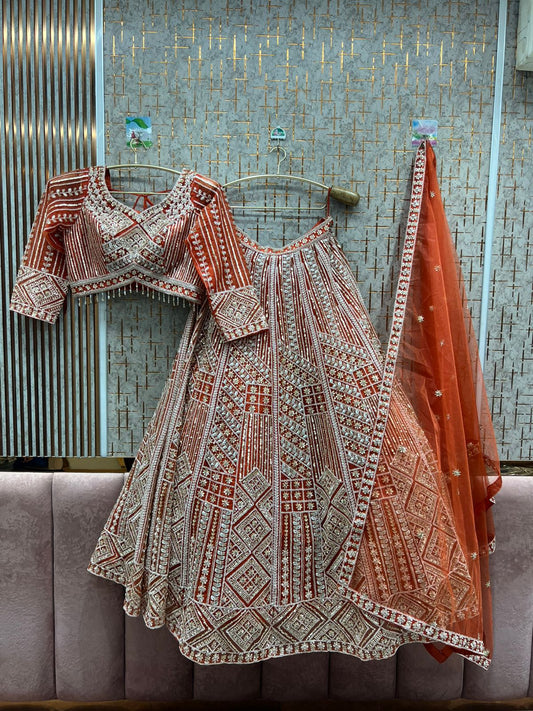 Awesome orange crop top Lehenga