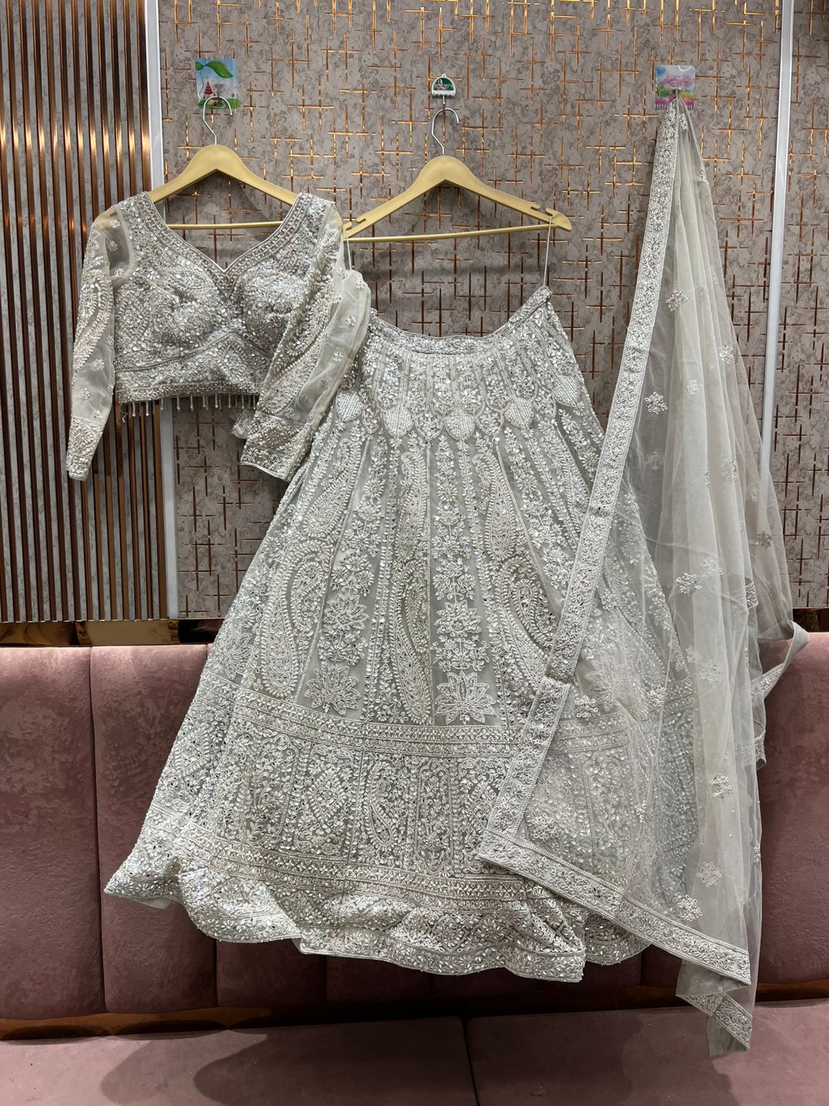 Pleasing grey crop top Lehenga