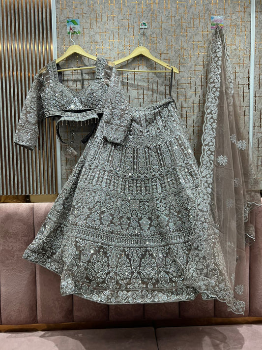 Khoobsurat white crop top Lehenga