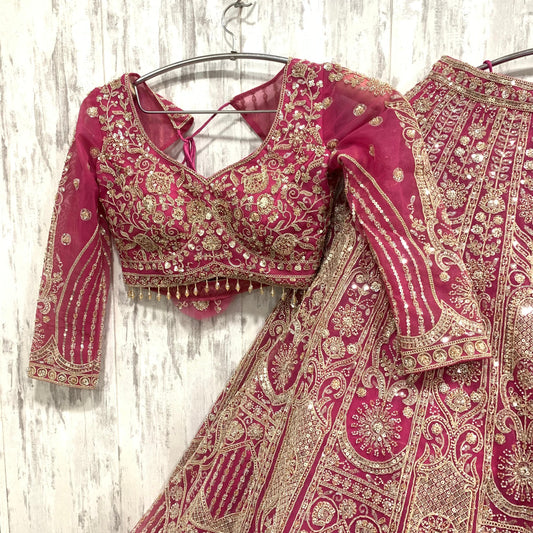 Awesome pink crop top Lehenga