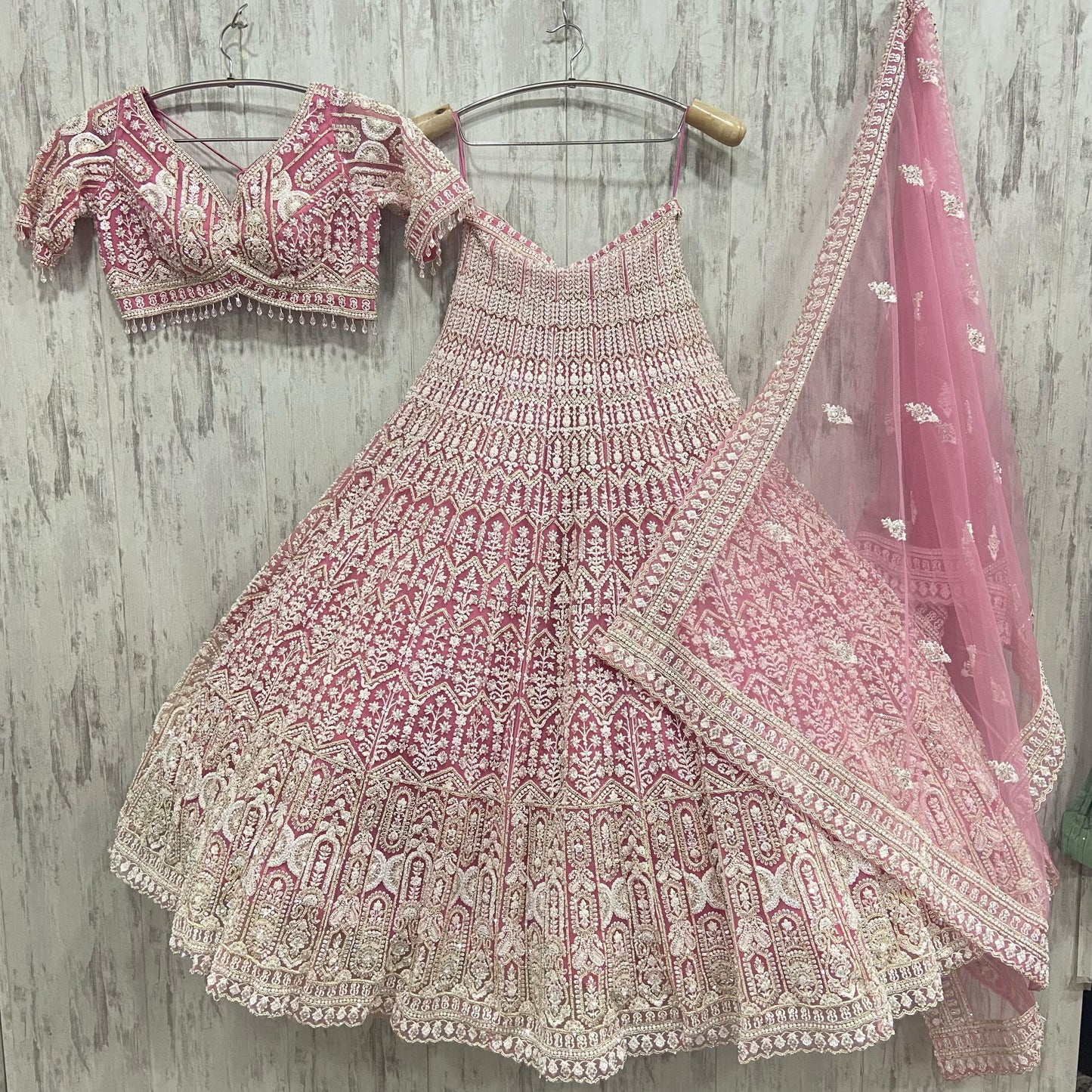 Stunning golden skin beige crop top Lehenga
