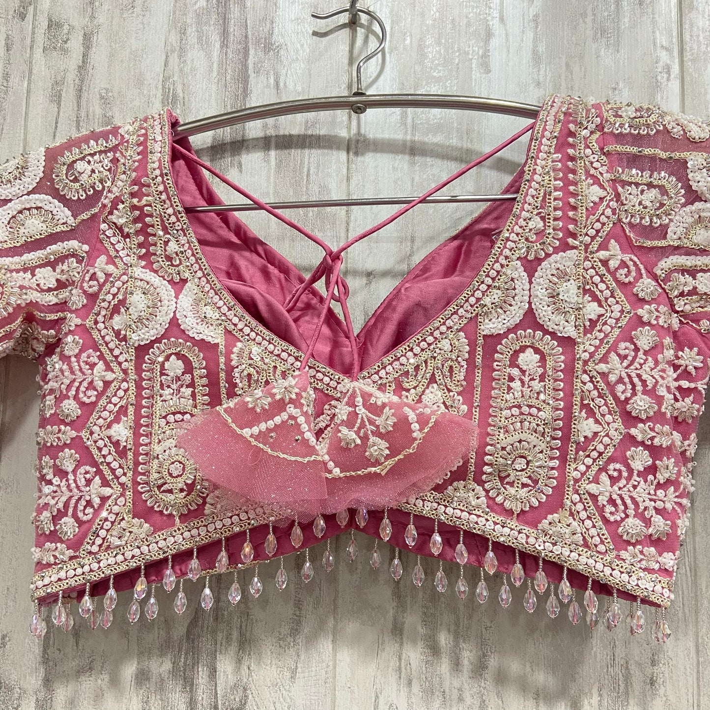 Stunning golden skin beige crop top Lehenga