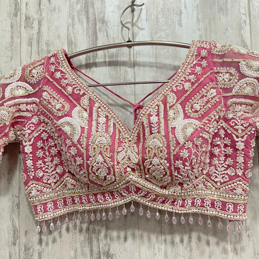 Lovely baby pink crop top Lehenga