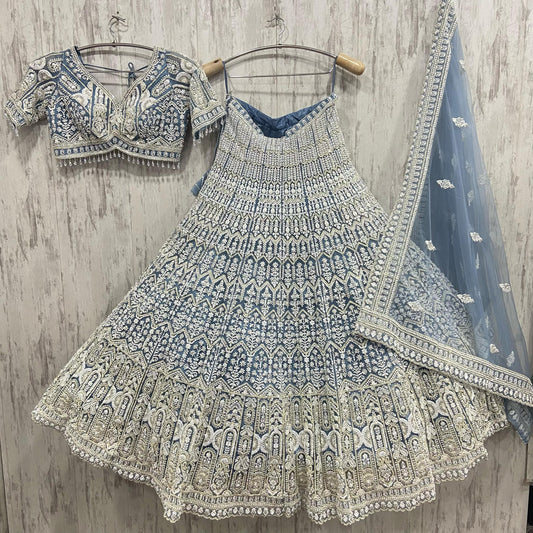 Stunning golden skin beige crop top Lehenga