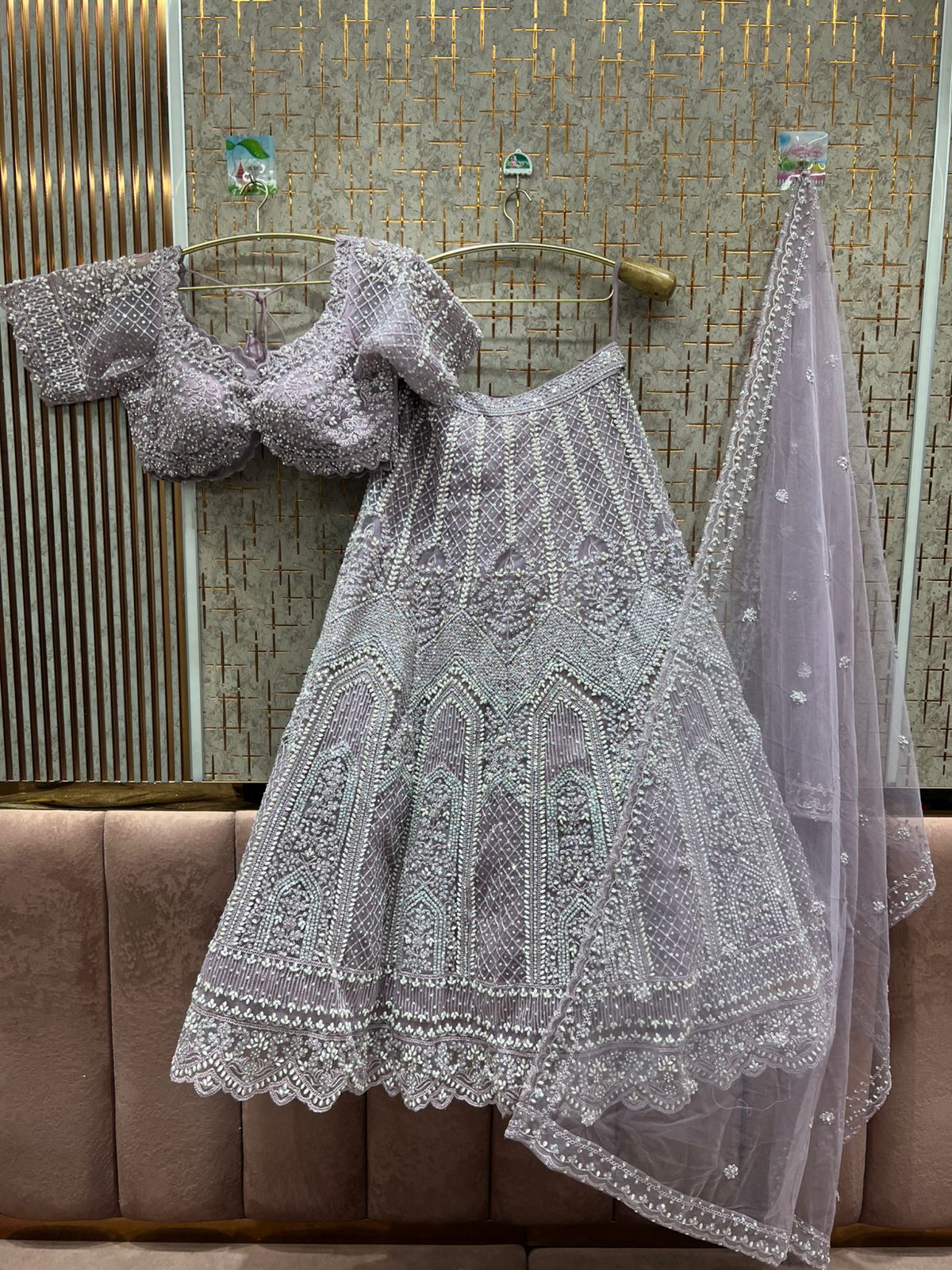 Glamorous pink crop top Lehenga