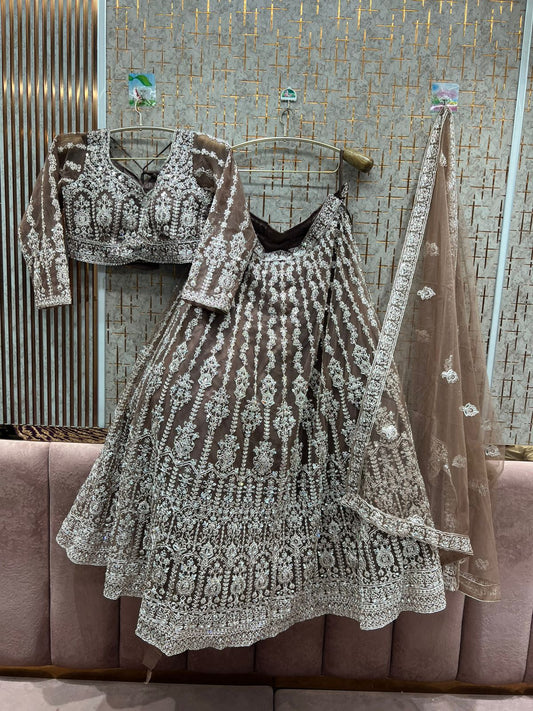 Charming brown crop top Lehenga