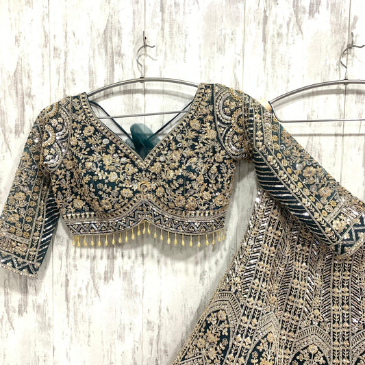 Awesome Navy blue Crop top Lehenga