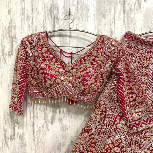 Fabulous Hot pink Crop top Lehenga